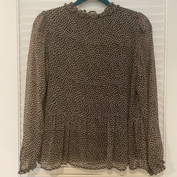 LOFT Floral Ruffle Tie Neck Blouse - Picture 4 of 4